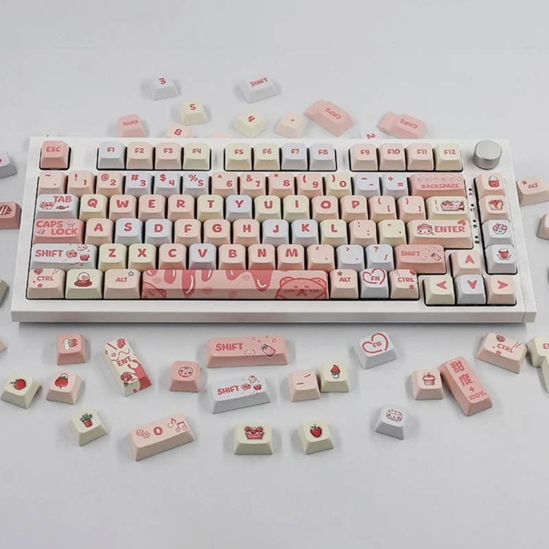 

XDA PBT Keycaps Creamy Strawberry Theme for 133 Keys DyeSublimation Keycap Set