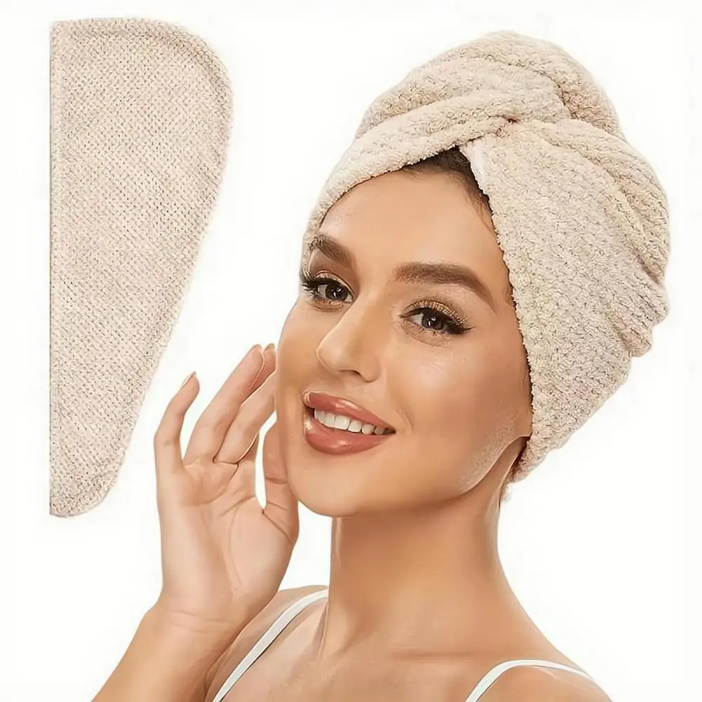 Mikrofaser-Haartuch für Frauen, Haartrockentuch mit Knopf, Haarturban, schnelltrocknend, Anti-Frizz, saugfähiges Kopftuch – Detail 2