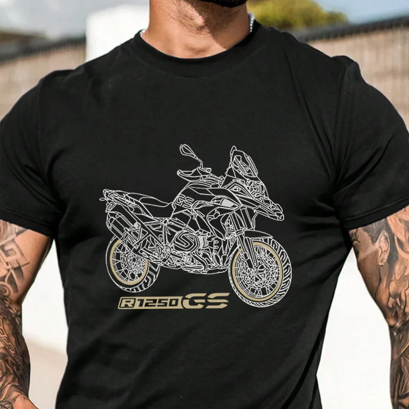 

Черная футболка с рисунком в винтажном стиле GS 1250 R 1250 GS, новинка 2026 года, мужская и женская повседневная футболка с короткими рукавами