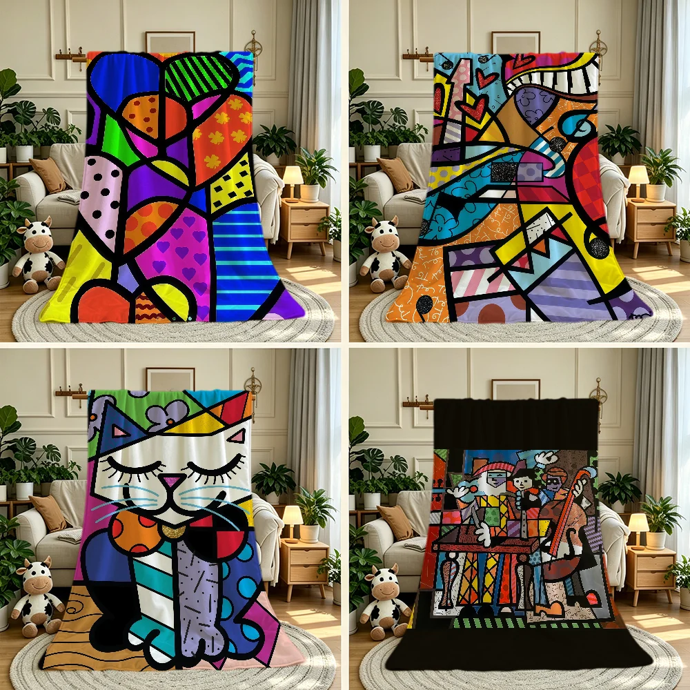 Artist R-Romero B-Britto Blanket Throw Super Cosy Plush Living Room Sofa Couch Childish Birthday Gifts