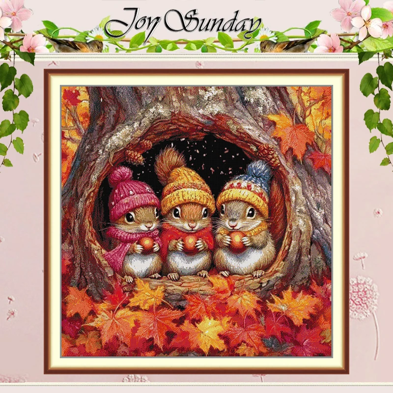 

Набор для вышивания крестиком с трафаретом «Три маленькие белочки», DIY, 11CT 14CT 16CT, HD, набор для вышивания DMC, рукоделие