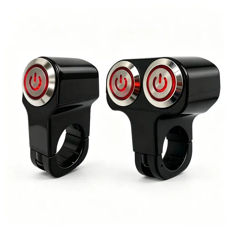 LED Backlight Waterproof Motorcycle Handlebar Switch Universal Durable 1Pcs for Cruiser Motorbike Light Control