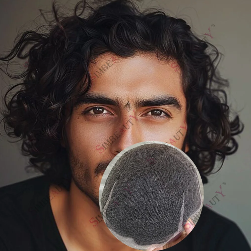 

Натуральный парик из европейских волос 28 мм, с отбеленными узелками, полностью кружевной, черно-коричневый, 22 мм, кудрявый, дышащий, прочный, для мужчин с облысением