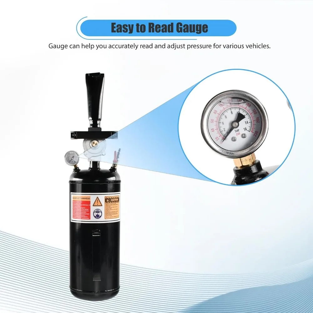 مقعد خرز للإطارات الهوائية سعة 8 لتر مع مكبر ومقياس 116 رطل لكل بوصة مربعة للسيارة والشاحنات وإطارات ATV #4