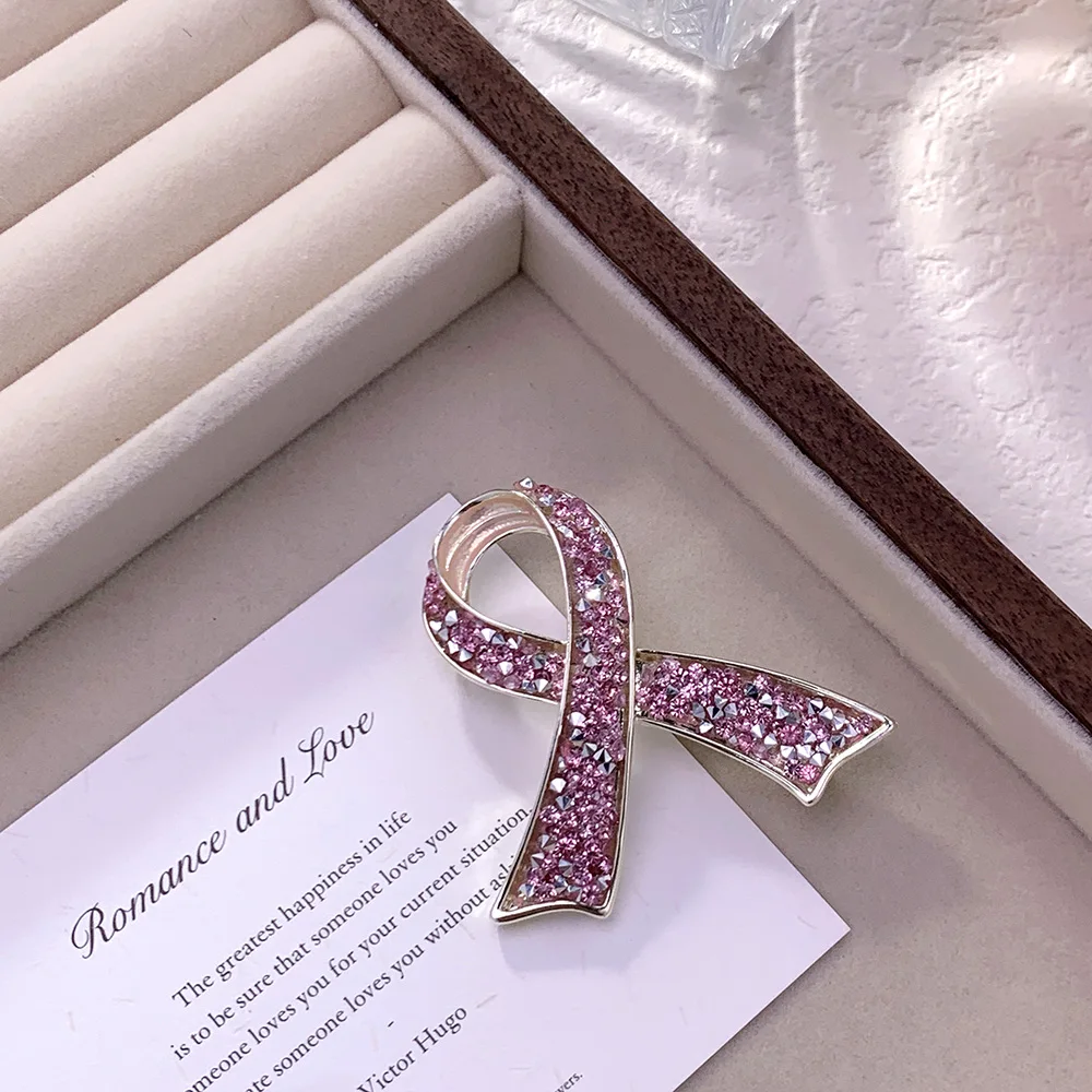 RONGXUANMEI Fashion Purple Crystal Rhinestone Silk Ribbon Brooches For Women Men Fixed Clothing Accessories Lapel Pin Corsage