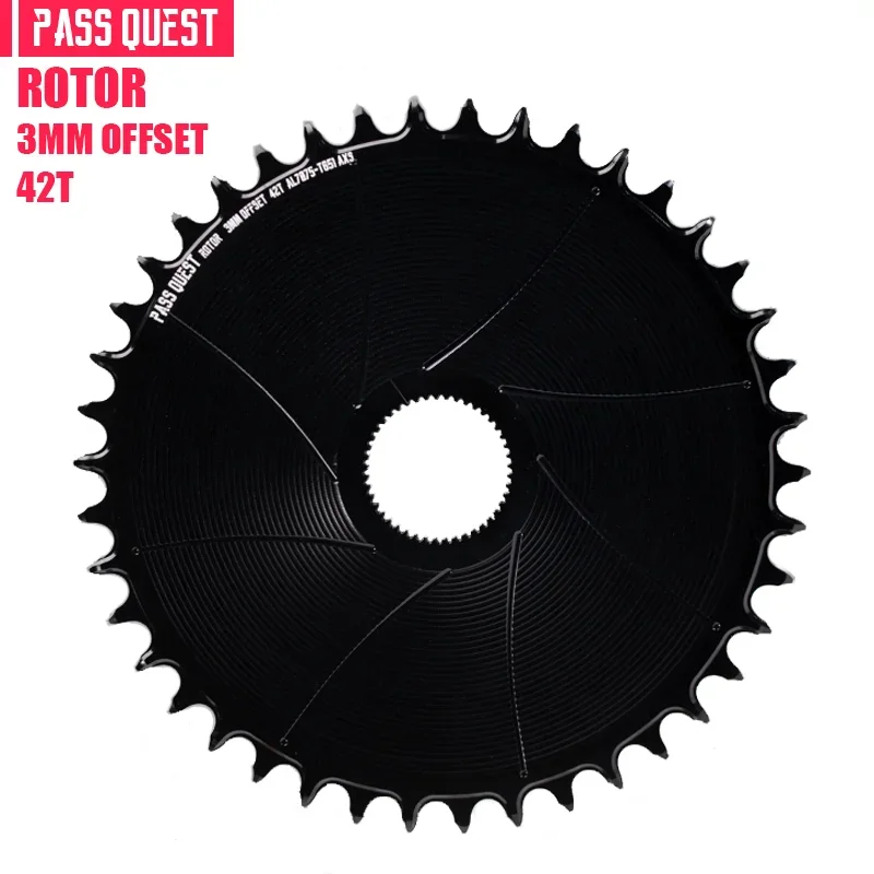 PASS QUEST 3 mm offset AERO rond smal breed kettingblad voor rotor VEGAST / ALDHU Direct Mount Crank AXS 12-speed ketting 42-54T - afbeelding 1