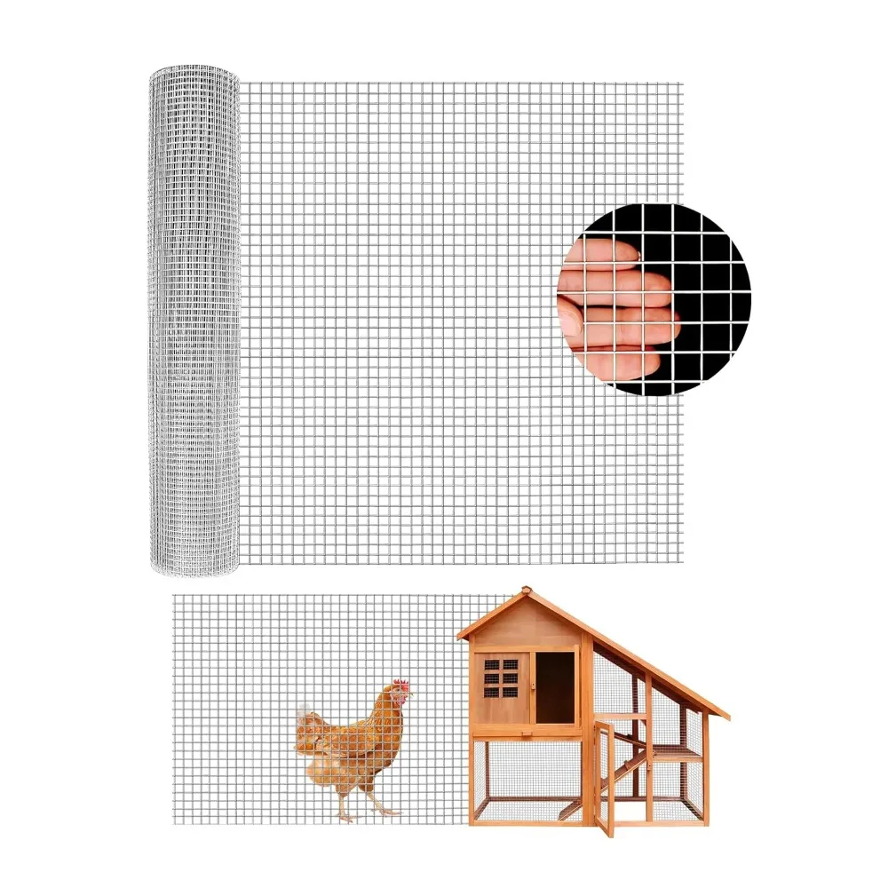 1 Roll of Galvanized Wire Mesh, Wire Fence, Galvanized Welding Mesh Roll for Poultry Net Cage, and Garden Protection