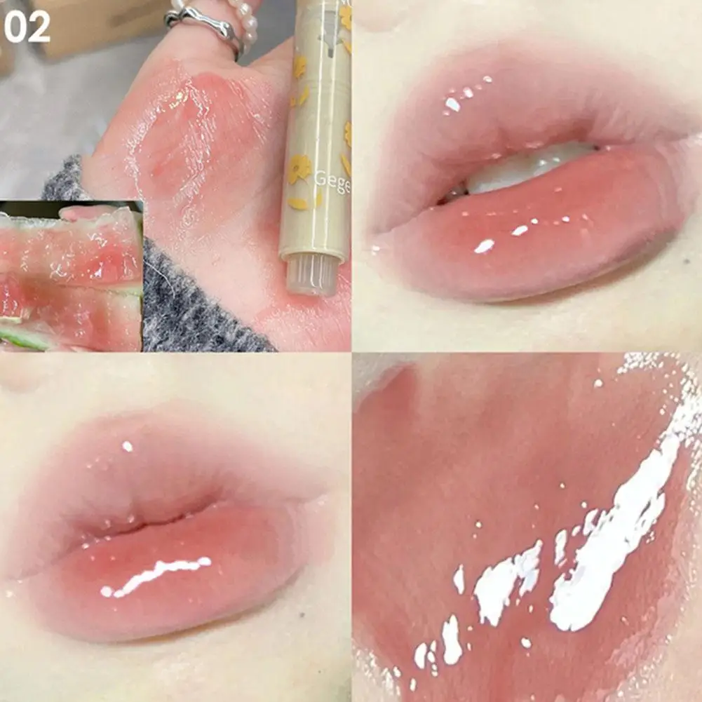 Clear Water Light Solid Lip Gloss Jelly Pink Lip Tint Mirror Glass Lip Glaze Heart-shaped Moisturising Lipstick Pencil Makeup