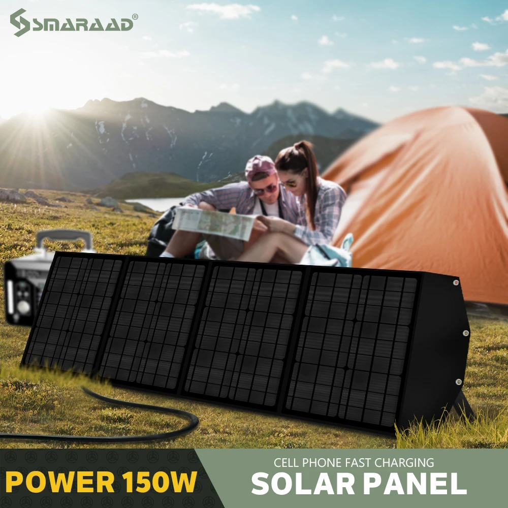 SMARAAD Foldable Solar Panel 150W400W 18V Waterproof DC Charging Line Charging Controller Camping RV To Household 220V