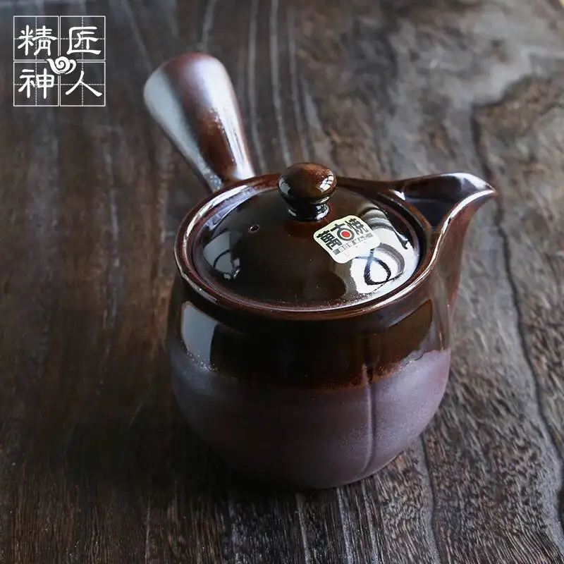 In Stock Japanese Imported Banko Ware Side-Handle Teapot Japanese-Style Kyusu Pottery Pot With Built-In Filter Tea Set