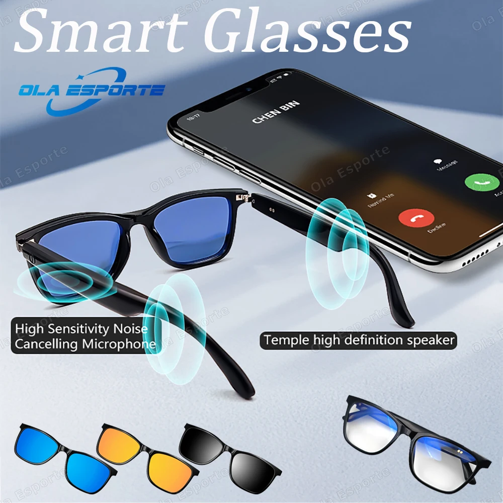 

New 2025 2 in 1 Magnetic UV Protection Smart Glasses Portable Music Polarized Glasses Interchangeable Lens Women Men Sunglasses