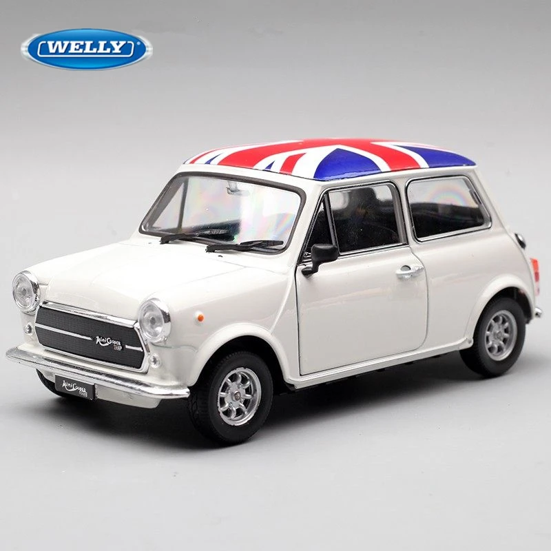 WELLY 1:24 MINI COOPER 1300 Alloy Vintage Car Model Diecast Metal Classic Old Mini Car Vehicles Model Simulation Collection Gift
