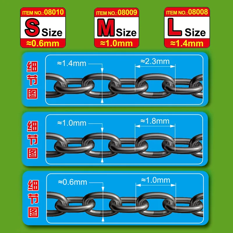 Hobby model making accessories Universal Precision Fine Chain 3 Size 40cm Length For Military Ships Chariots Model DIY Making