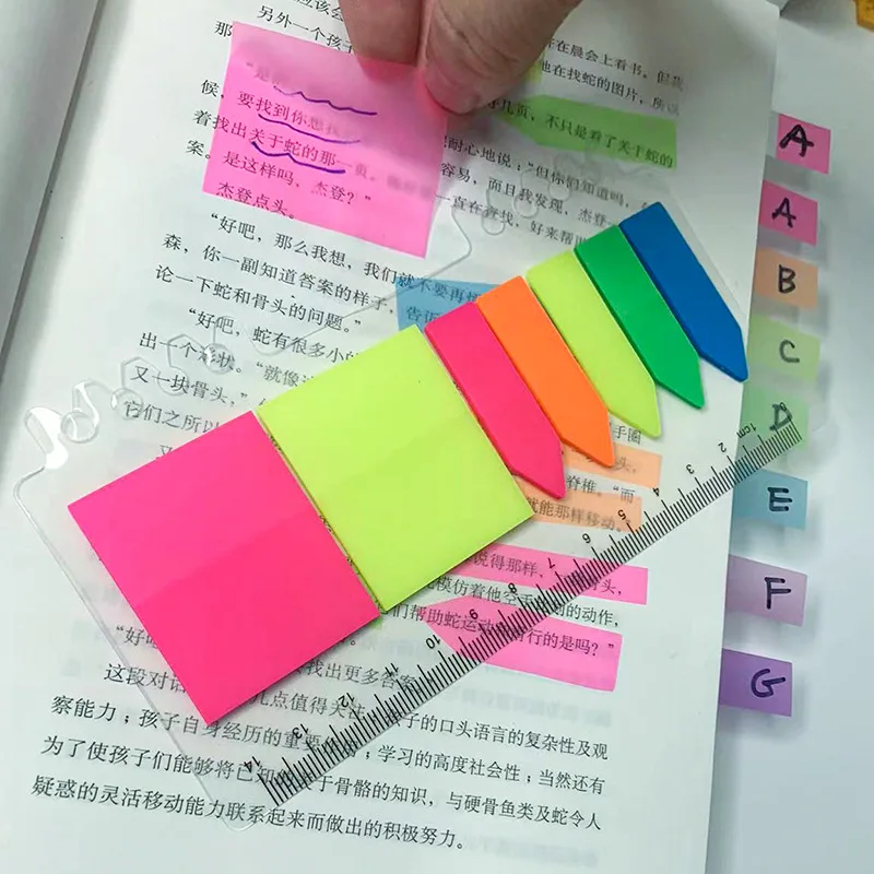 KindFuny 140 Sheets Transparent Sticky Notes Self-Adhesive Annotation Books Bookmarks Memo Pad Index Tabs Stationery