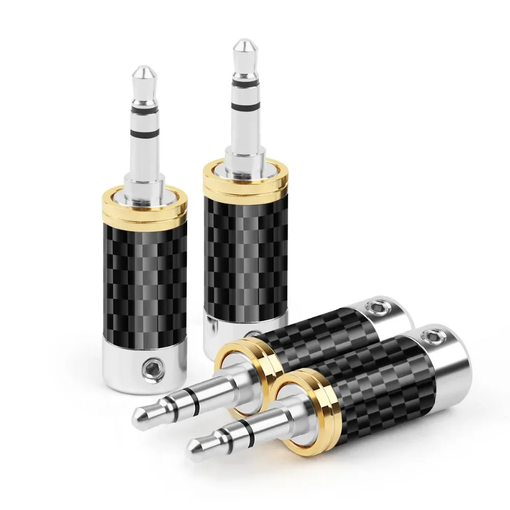 3.5mm Jack Audio Connector Carbon Fiber Plug Adapter Hifi Headset 3.5mm 3Pole For Soldering Rhodium Plating Minijack Wire DIY