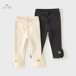 Dave Bella Children's Girls' Pants 2024 New Autumn Casual Fashion Elastic Tight Pants Leggings Sport Outdoor Party DB3241841