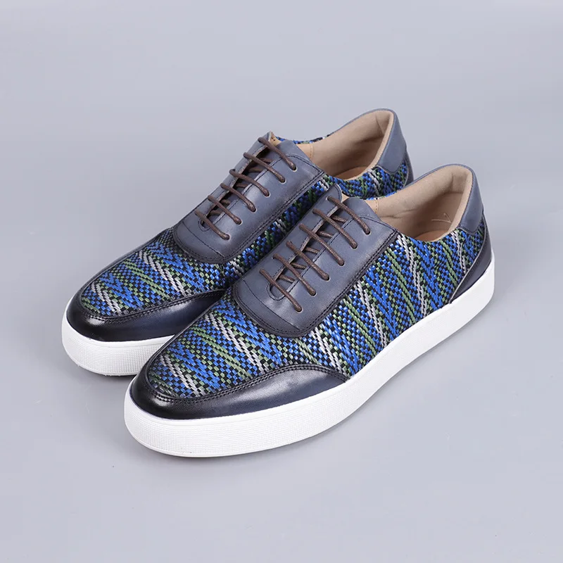 

CLAIAMI Handmade Luxury Designer Shoes for Men Genuine Leather Casual Men Sneakers Flat Patchwork Comfortable Men Shoes Zapatos