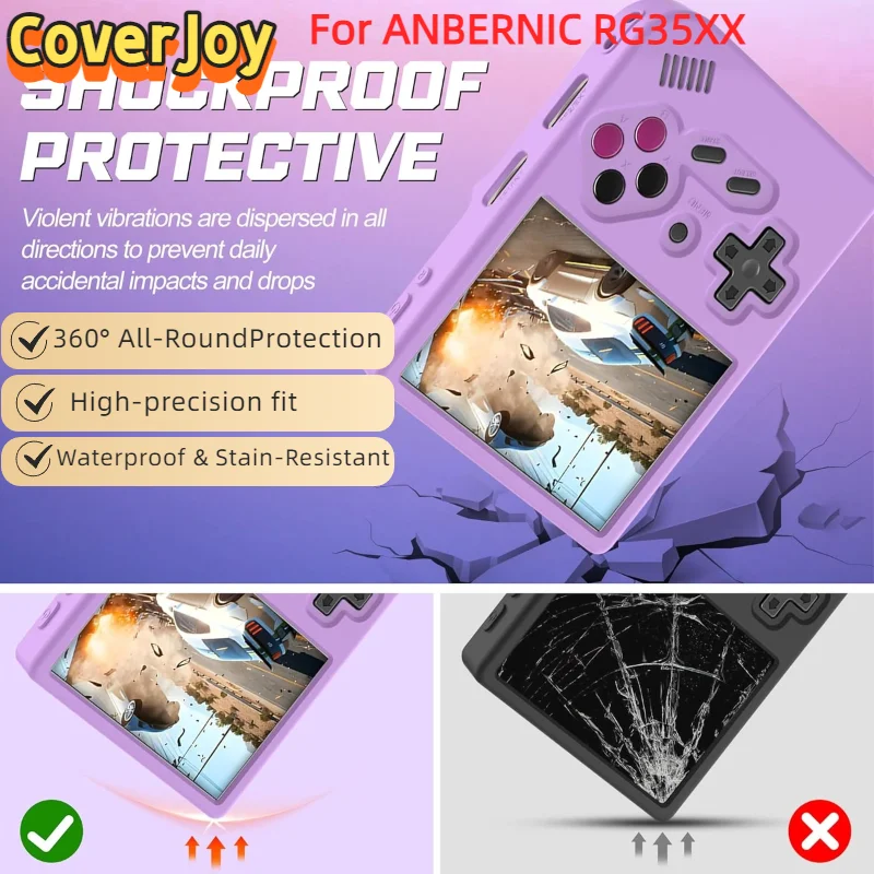 

CoverJoy для игровых консолей RG35XX, силиконовый защитный чехол, полное покрытие, противоударный пылезащитный силиконовый чехол