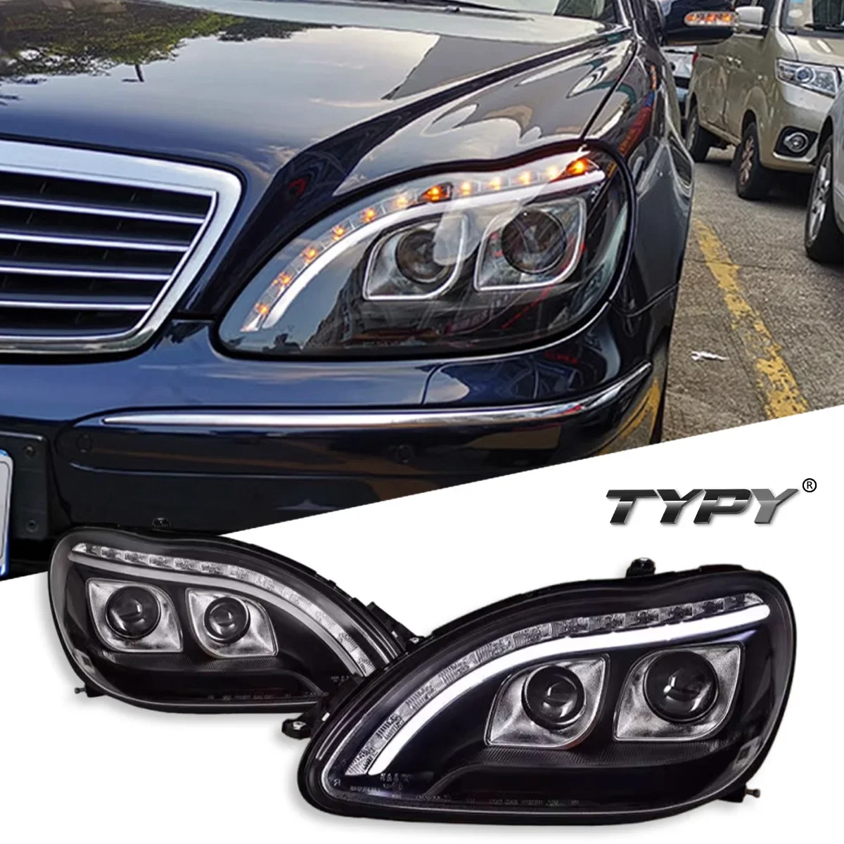 

TYPY New LED Car Headlights For Benz S-Class W220 1998-2005 Headlight Signals Auto Accessories Daytime Running Lights