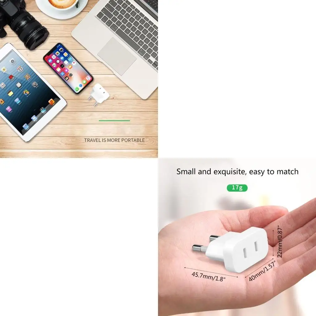  EU Plug Adapter US USA To EU Europe BR Brazil Plug  Travel Converter