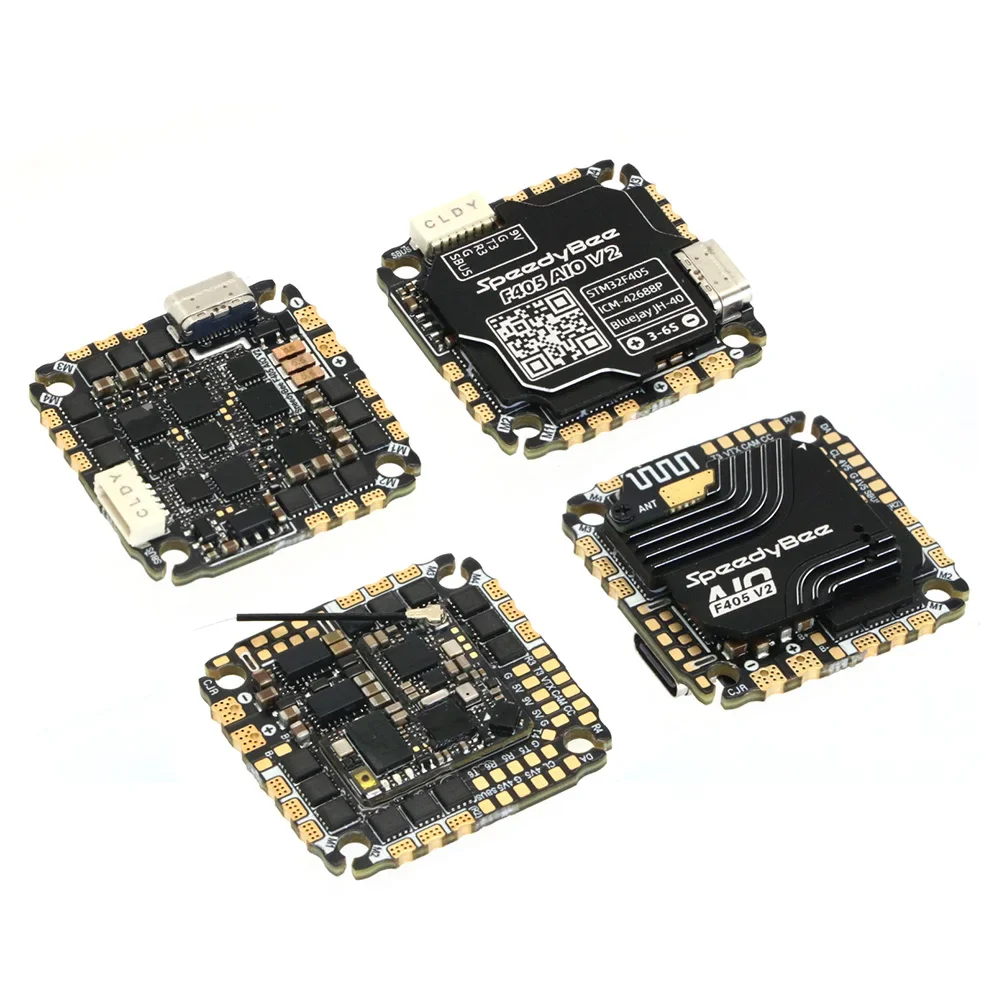 SpeedyBee F405 AIO V2 Stack – 35A/40A BLHeli_32 ESC, 25.5×25.5mm 3–6S Flight Controller AIO Board