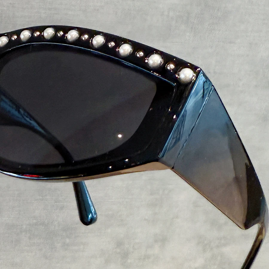 1 قطعة نظارات الموضة النسائية الجديدة شكل بيضاوي شخصية العصرية مطعمة باللؤلؤ تصميم عصري نمط الشارع هدية عيد أداء يومي #5