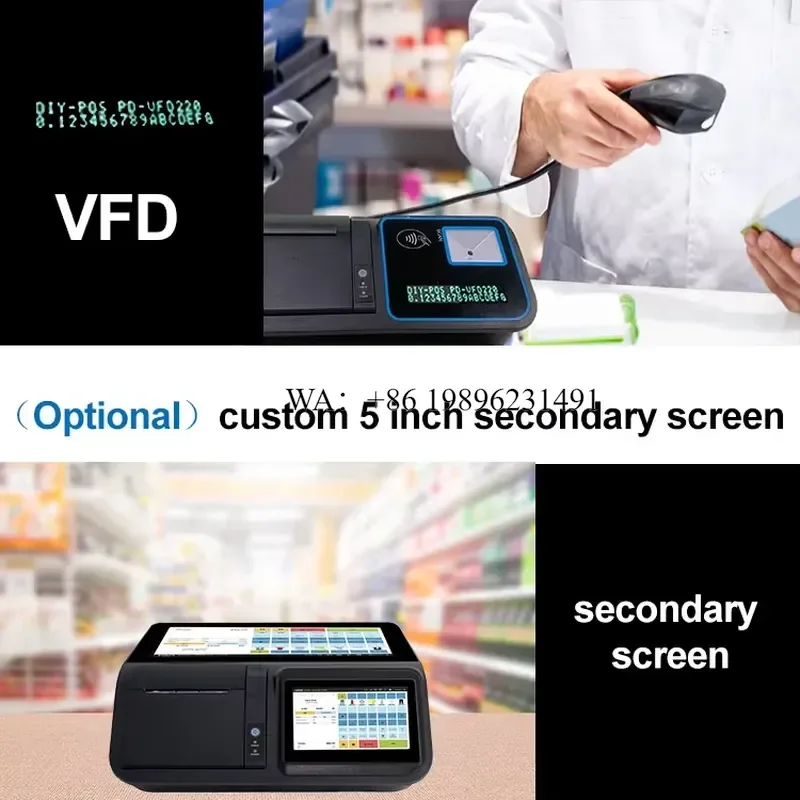 11.6 Inch All-In-One POS System Cash Register Countertop with Printer Scanner MSR RFID Battery Options