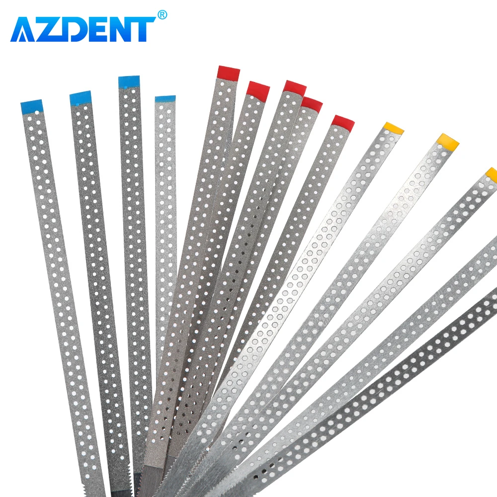 5PCS/Pack AZDENT Dental Diamond Polishing Strip Sand 15/30/45μm Single Double Side with/without Hole Polishing Teeth Whitening