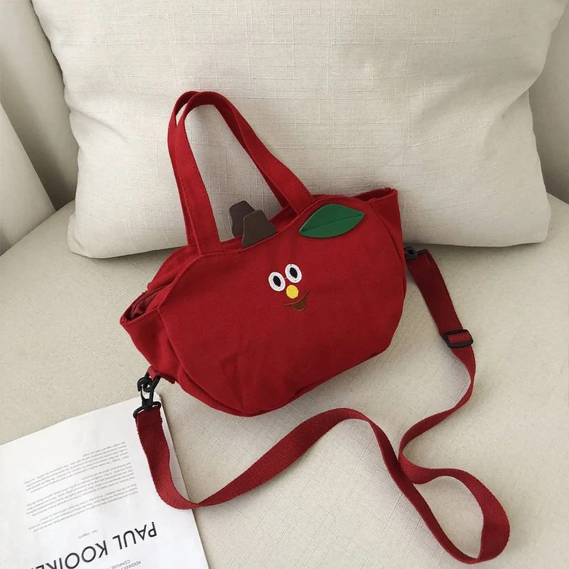 Versatile Banana Apple Cartoon Cute Soft Girl Crossbody Bag Girl Canvas Bag