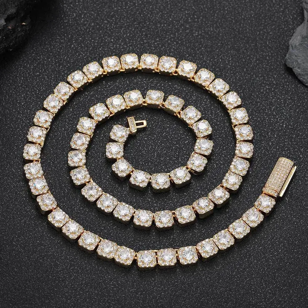 Cuban Link Chain 18 Inch 7Mm Flip Button Zircon Rock Candy Men's Jewelry High-end Niche