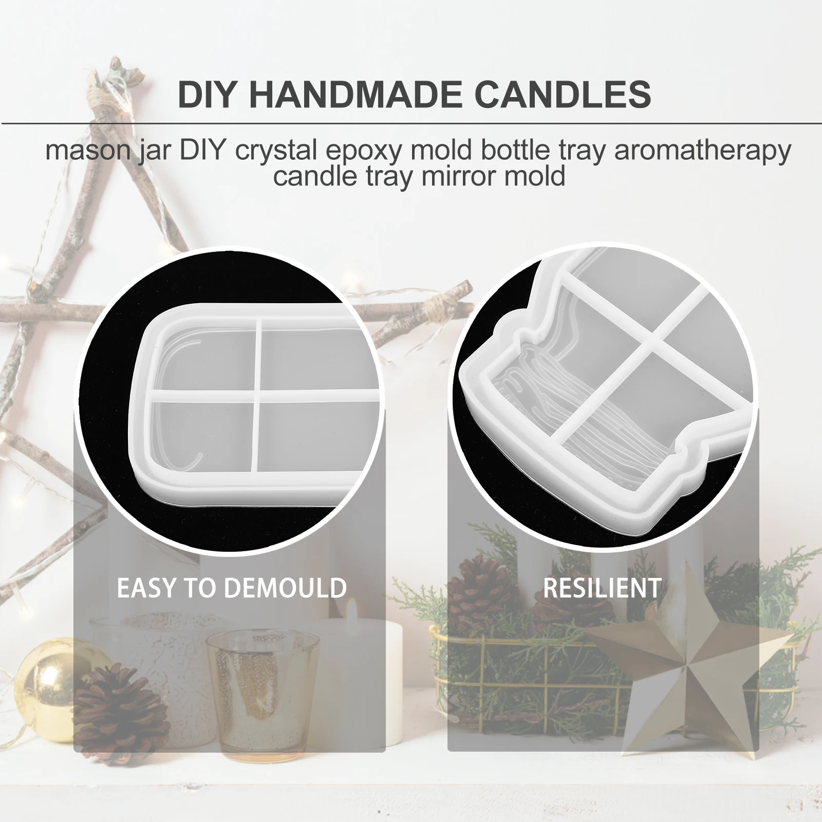 

Crystal Epoxy Mold DIY Art Silicone Jar Tray Molds for Resin Manual Unique Craft Candles Holder Silica Gel Jars Mason