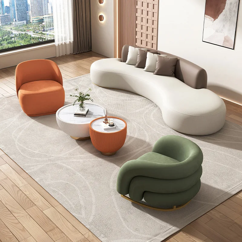 

Factory Direct 2026 Top Rated Light Luxury Minimalist Cat Scratch Leather Sofa Coffee Table Combination Negotiation Table