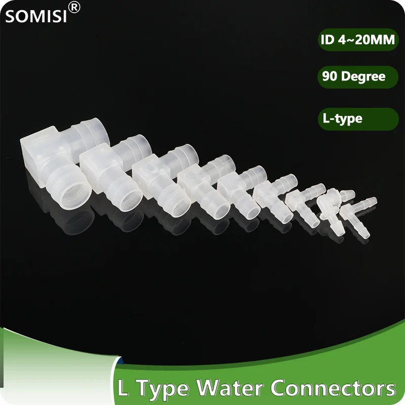 5/20/50P ID 4~20mm L-type Thread 90 Degree Elbow Bend Water Connector Joint Pipe Hose Tube Adapter Fittings Garden Irrigation