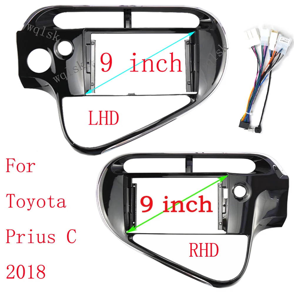 

9 INCH Car Frame Fascia Adapter Decoder Android Radio Dash Fitting Panel Kit For Toyota Prius C 2018 Driving left and right