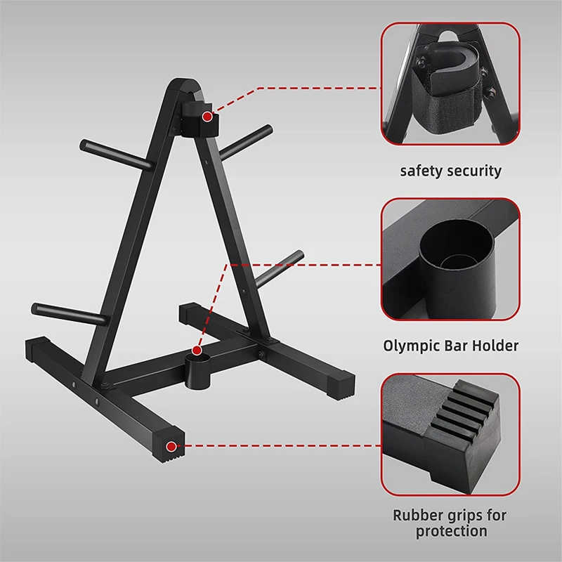 Universal Floor Barbell Weight Plate Rack With Barbell Holder For Home Gym Storage Weight Disc Space-efficient Fitness Equipment