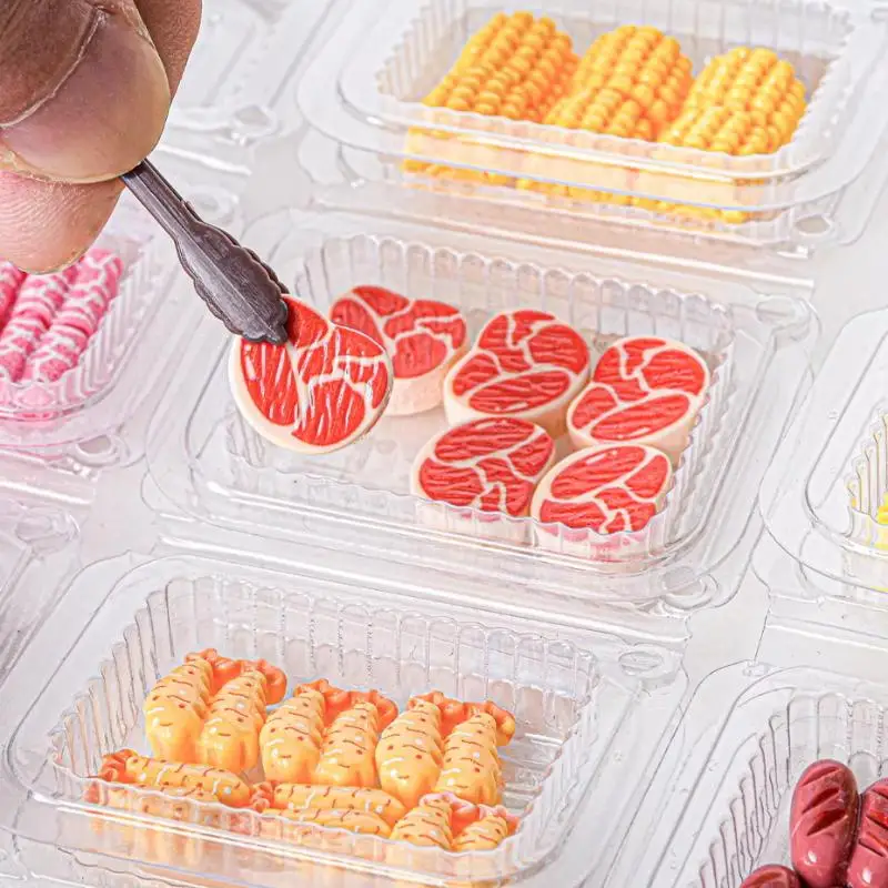 New 1/3 Boxs Miniature Simulation Delicious Barbecue Ingredients Food Toys Creative Models For Doll House Accessories