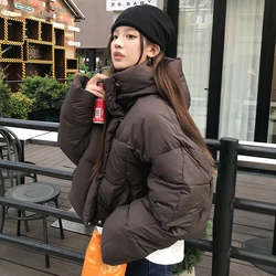 2024 Winter Women Jacket Short Hooded Down Jacket Coat Korean Fashion Thick Warm Parkas Loose White Duck Pink Outwear