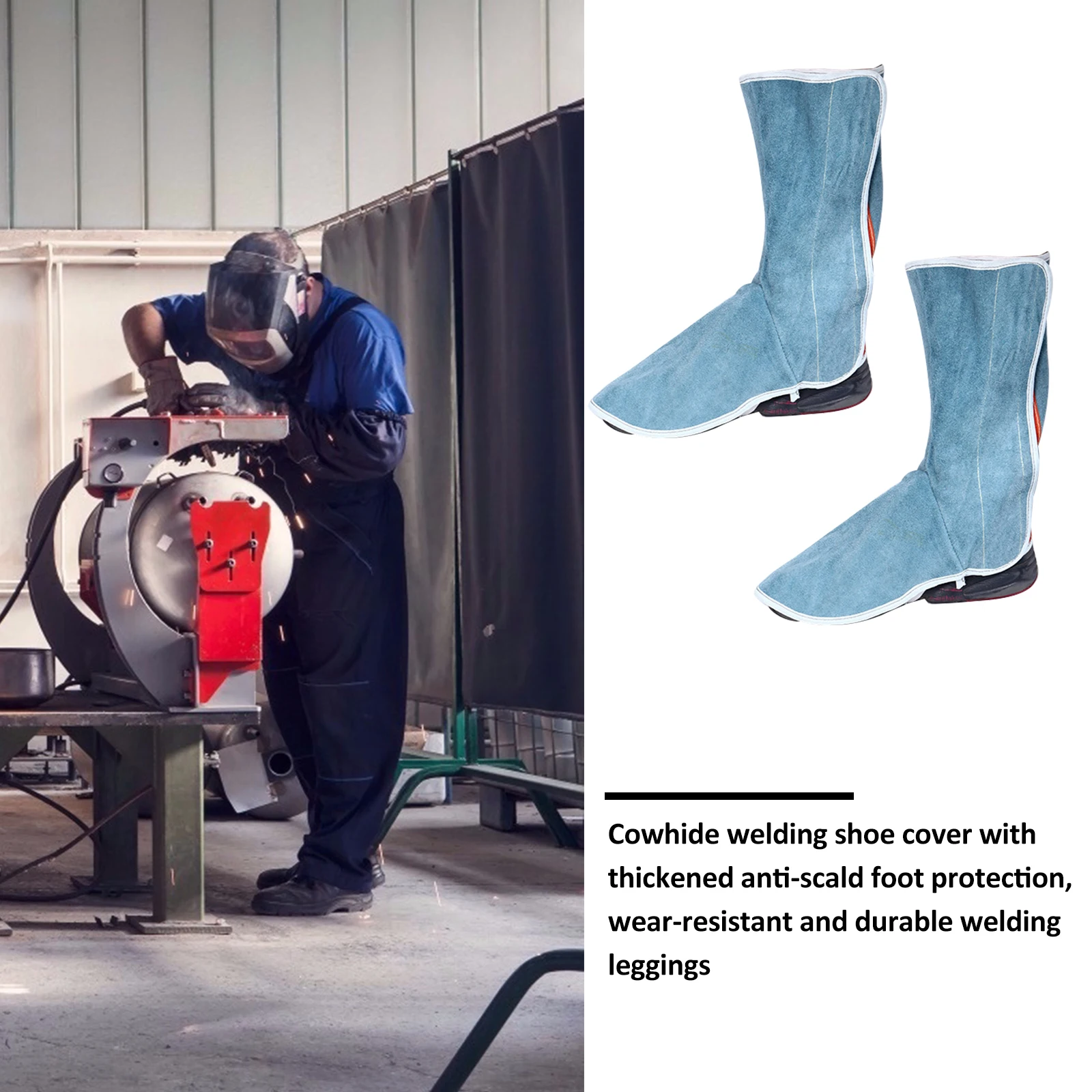 

Welding Foot Cover Protective Shoes Cowhide Anti Scalding Flame Retardant Heat Insulating Prevent Sparks Feet Protective Cover