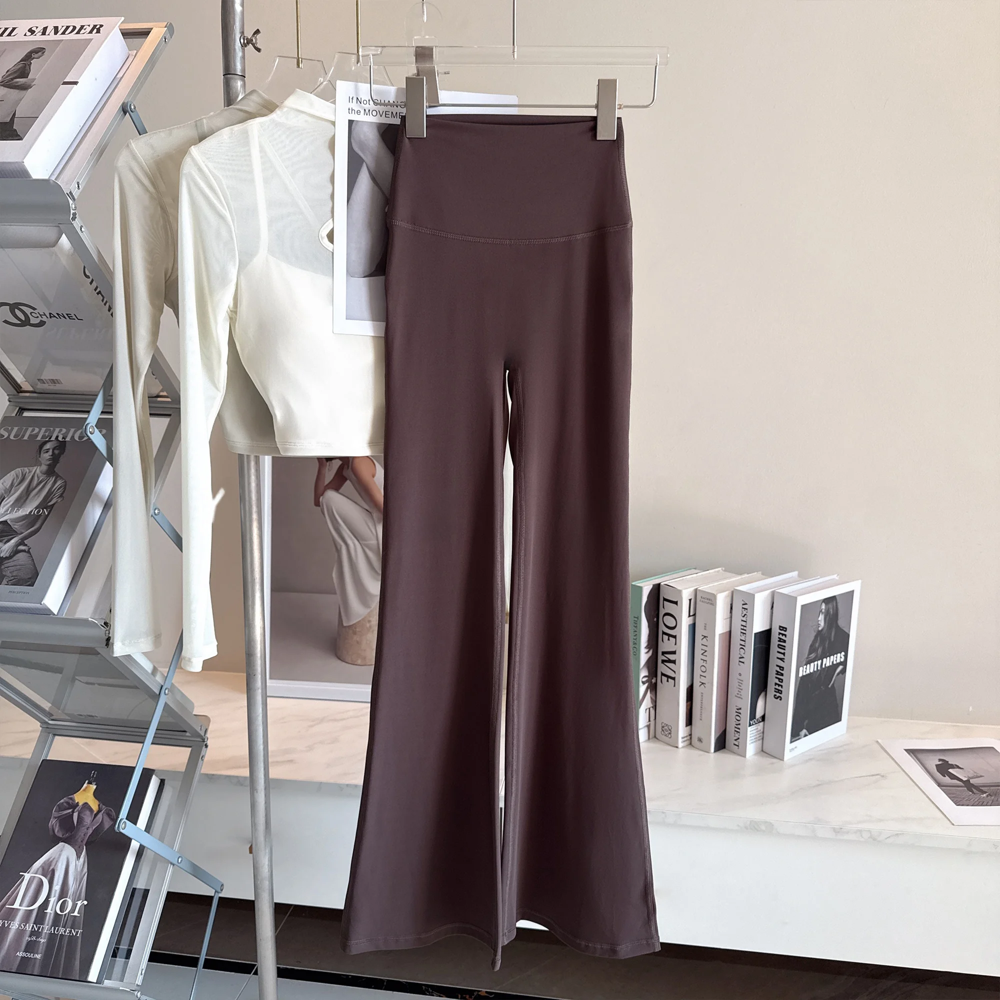 

Женские леггинсы для йоги с высокой талией, расклешенные, с эффектом удлиненных ног, с контролем живота, спортивные, повседневные, из нейлона и спандекса