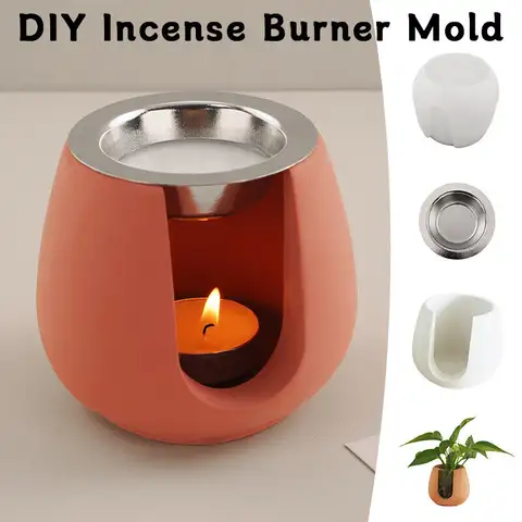 DIY 인센스 버너 몰드 캔들 거치대, 실리콘 몰드 수경 식물 베셀, 콘크리트 송진 실리콘 몰드 공예, 홈 데코