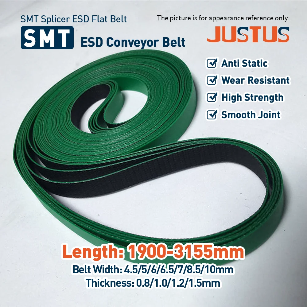 1900-3155mm ESD Anti-static Flat Belt SMT Conveyor Belt for Mounter Splicing Station, Lifting Trigger and Transfer Machine
