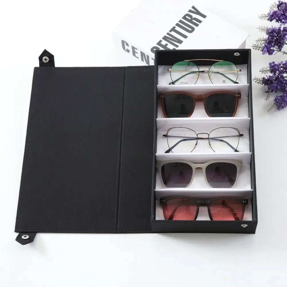 Simple 5/8/15 Slot PU Glasses Case Grids Eyewear Holder Sunglasses Box Jewelry Organizer Jewelry Display Box Hanging