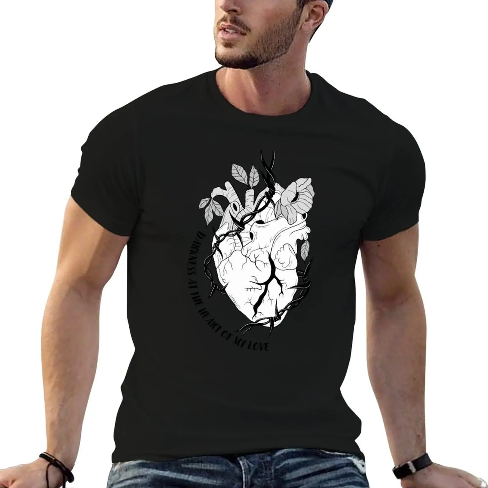 

Darkness At The Heart Of My Love - Heart B&W Design T-Shirt heavyweights custom t shirt fitted t shirts for men
