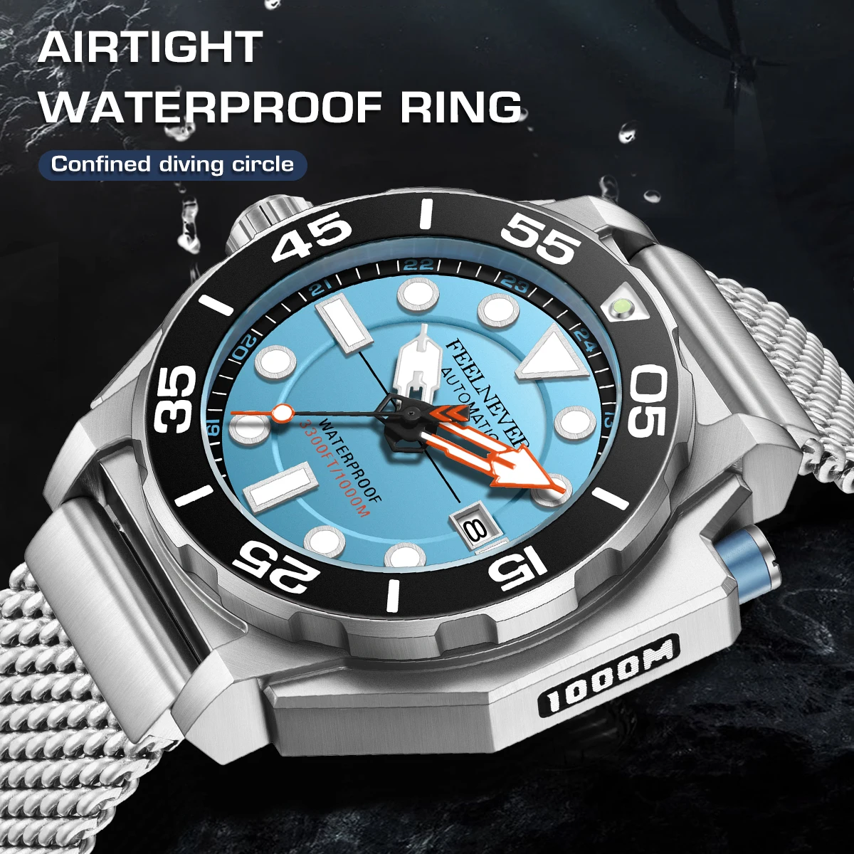 FeelNever Top Brand Luxury Automatic Watch For Men Fashion Business Watch Men 1000M Waterproof Men's Mechanical Wristwatches