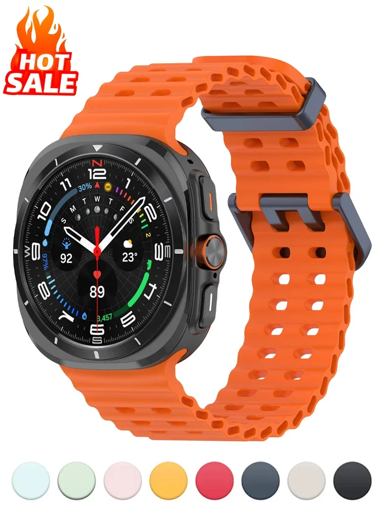 Морской ремешок для Samsung Galaxy Watch Ultra, аксессуары, силиконовый спортивный браслет correa Galaxy Watch 7 Ultra, 47 мм, оригинальный ремешок