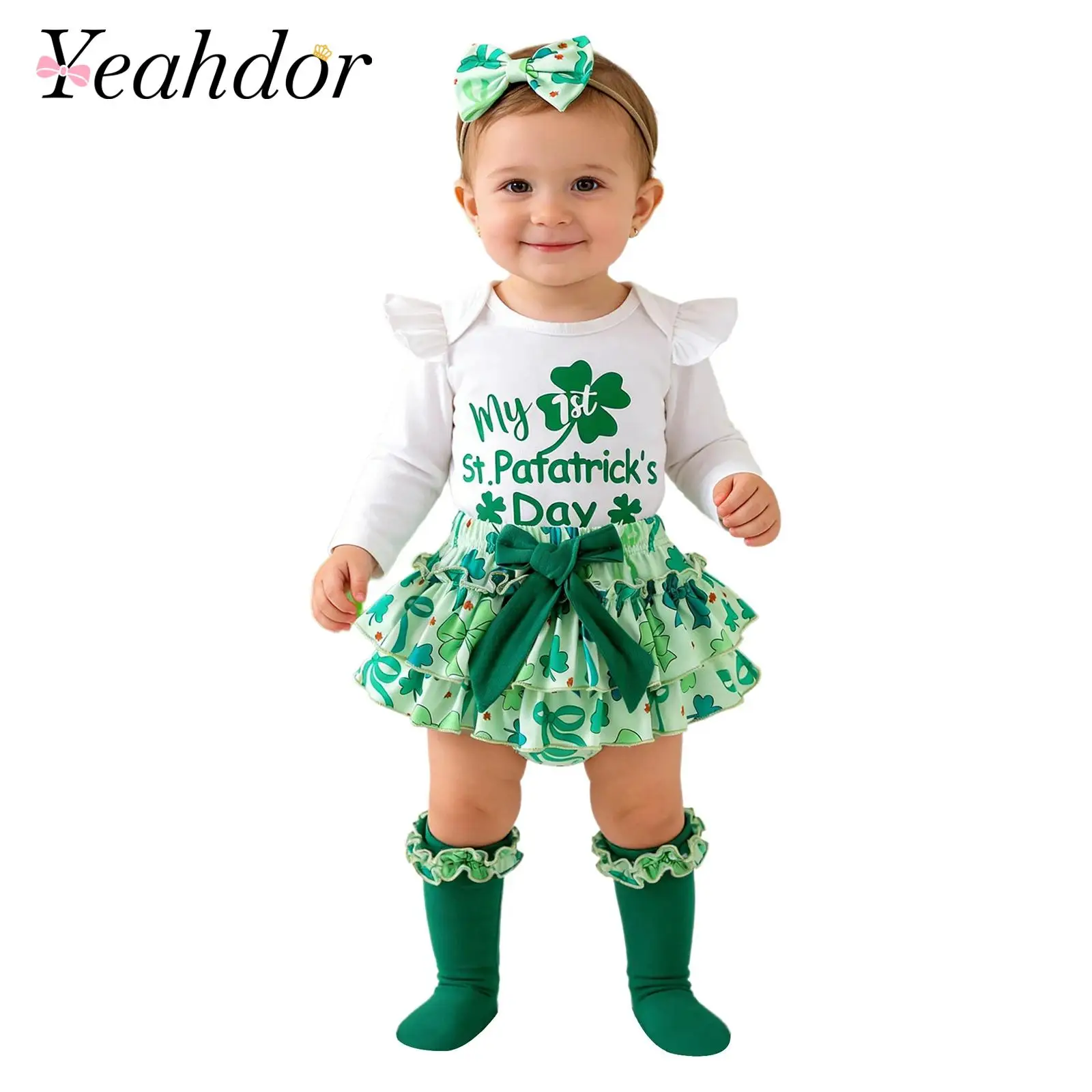 

Одежда для новорожденных 0-12 месяцев, костюмы для маленьких девочек, карнавальный праздничный наряд, комбинезоны с длинными рукавами, шорты с бантом, повязка на голову, комплект носков