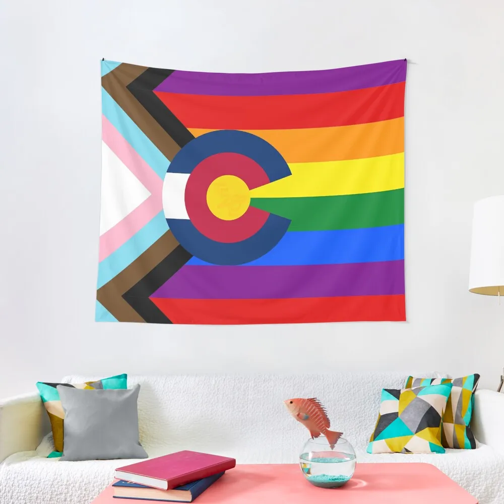 

Colorado LGBTQIA2S+ Progress Pride Flag Tapestry Funny Wall Mural Tapestry