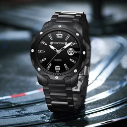 2024 New Men's Stainless Steel Watch Fashionable Black Large dial Diver Series Calendar Business Style Leisure Quartz Gift Watch