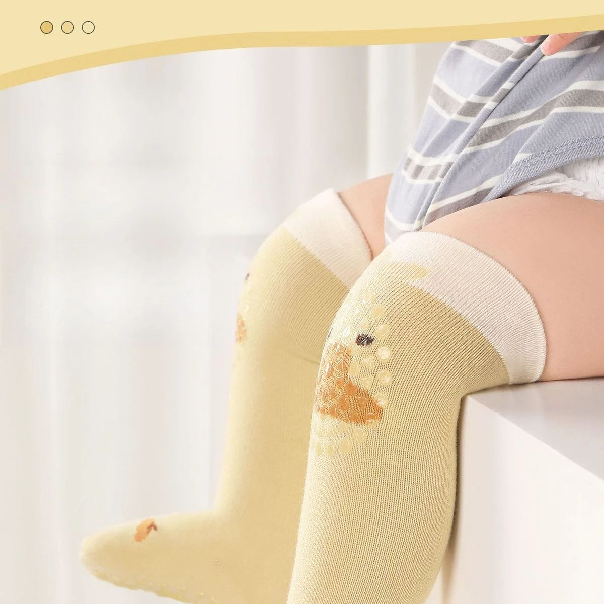 순면 아기 롱삭스 미끄럼 방지 유아 걸음마 양말 무압박 무릎 보호대 바닥 보호