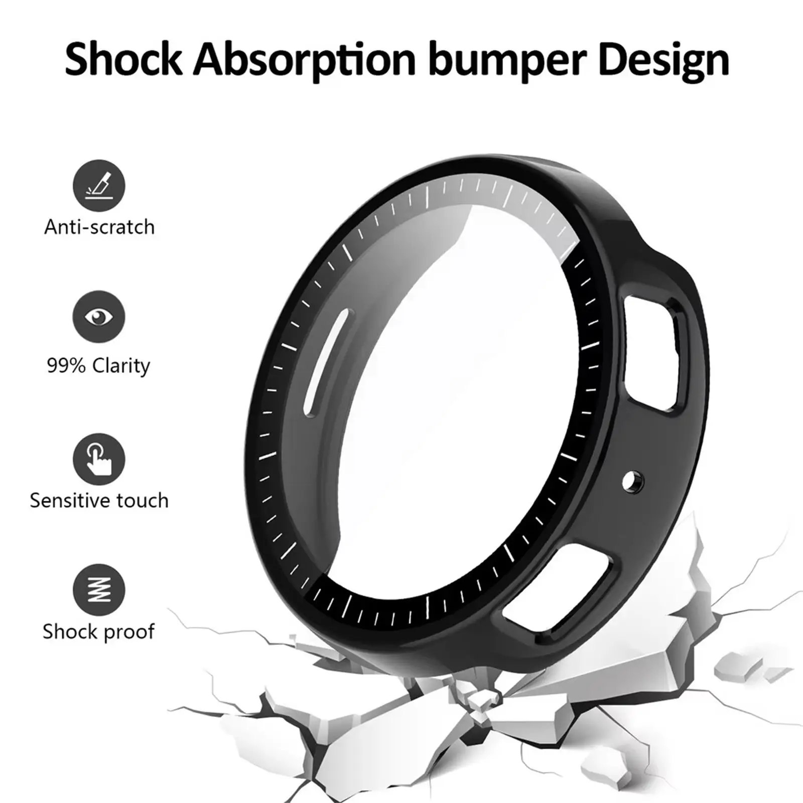 Case for Amazfit Active Max Tempered Glass Screen Protector&Hard PC Protective Bumper for Amazfit Active Max Shell Accessories